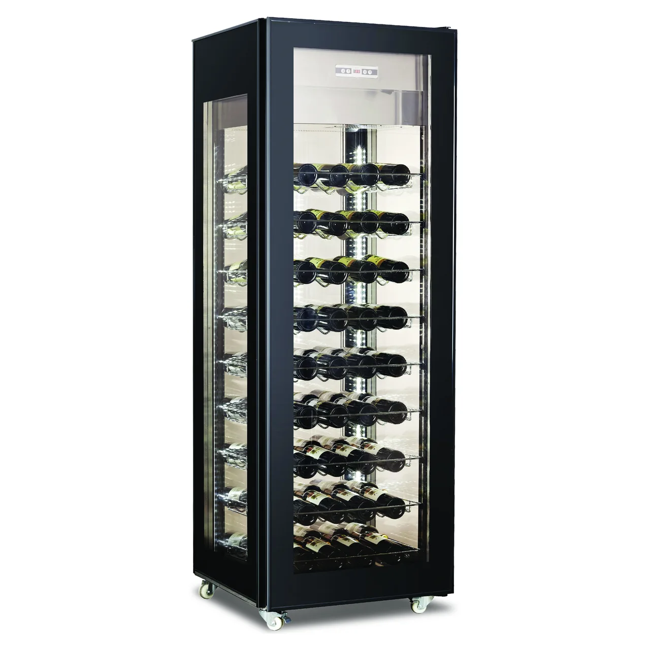 Omcan USA 43458 26" Glass Door Wine Merchandiser, Single Temperature, 81 Bottles
