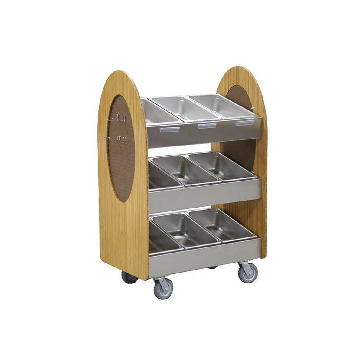 Lakeside 683 3-Shelf Display Merchandising Cart w/ Stainless Steel Adapter Bars