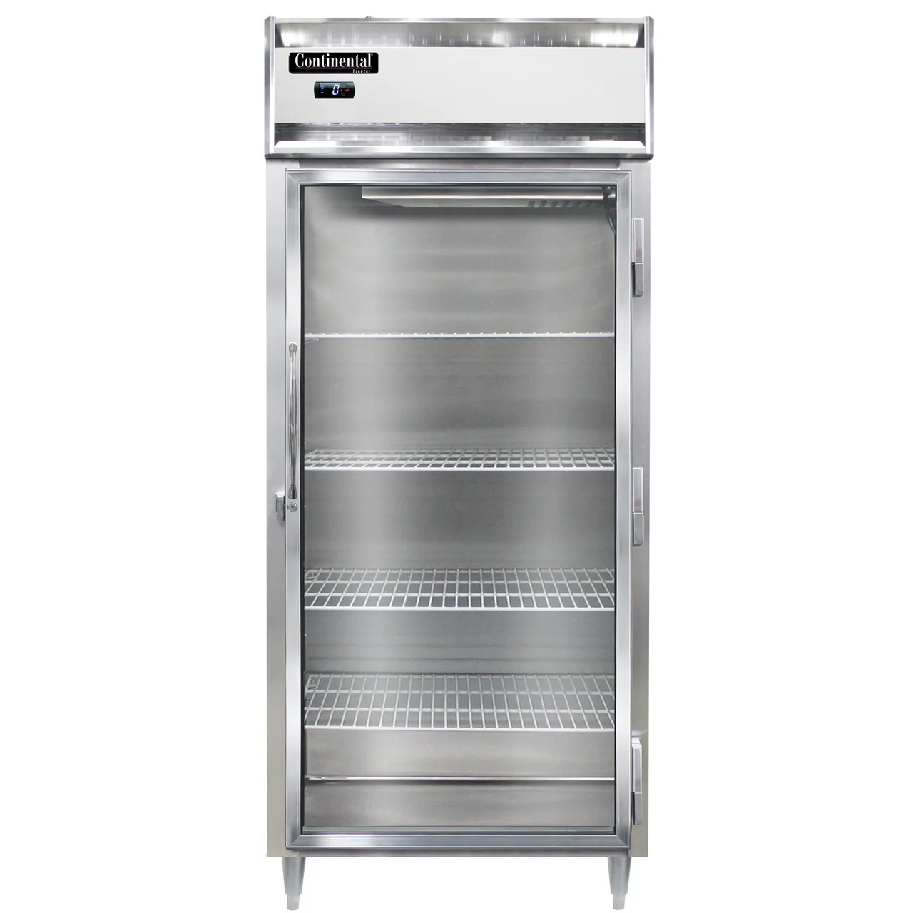 Continental Refrigerator D1FXNGD 36" 1-Section Glass Door Reach-In Freezer, Top Mounted, 32 cu. ft., Stainless Steel Front, Aluminum Interior