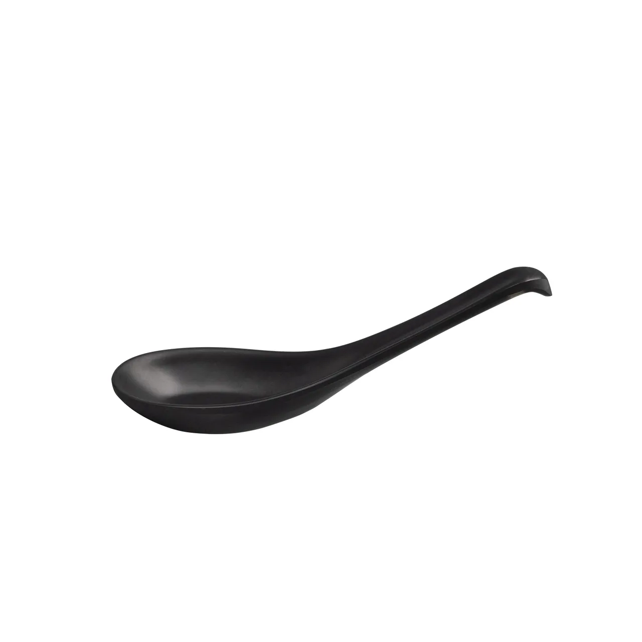 CAC China XSPN-56-MK Soup Spoon, 0.3oz Capacity, 5"-5-5/8" Length, Matte Black Plastic - 1 Dozen