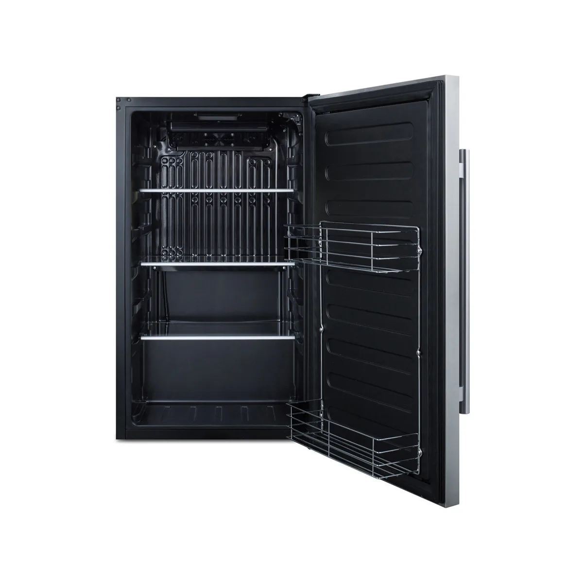 Summit SPR196OS 19" Built-in Outdoor Stainless Steel Door Refrigerator in Black, 3.13 cu. ft.