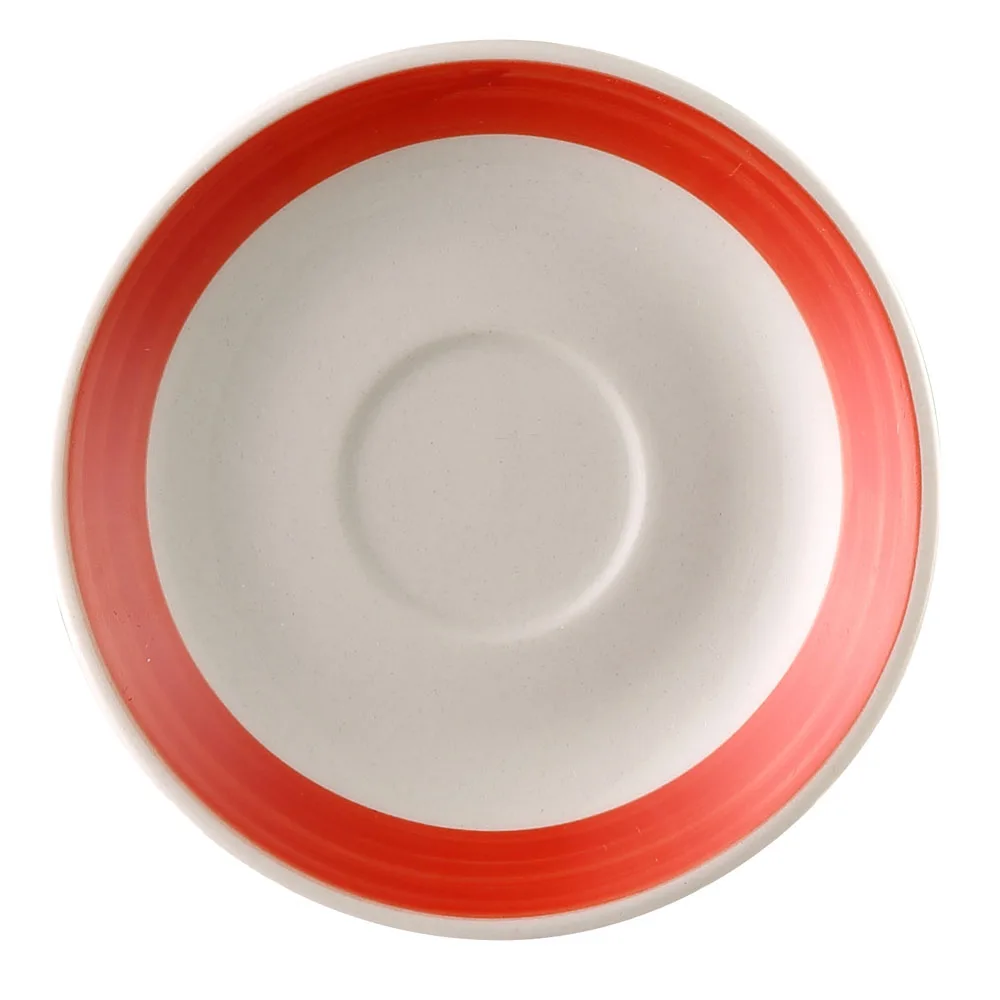 CAC China R-36-R - Stoneware Saucer, 4.5" Dia x 0.75" H, Red White, Dishwasher Safe - 1 Dozen
