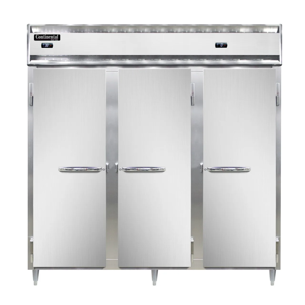 Continental Refrigerator D3RRFNSS 78" 3-Section Reach-In Refrigerator Freezer Combo w/ 3 Solid Doors