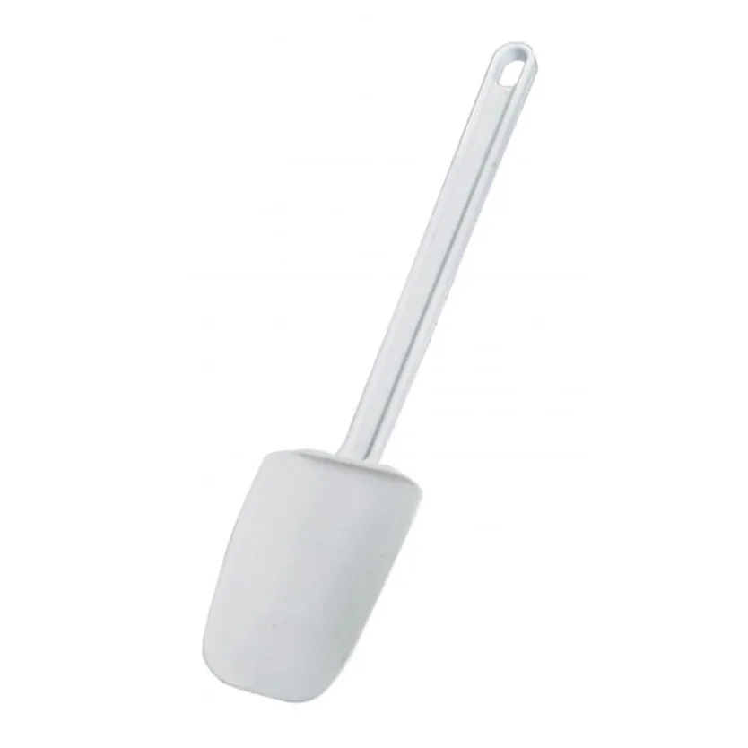 Omcan USA 80052 Spoonula – 14" Plastic Kitchen Spatula, White Handle, 12"‑14"