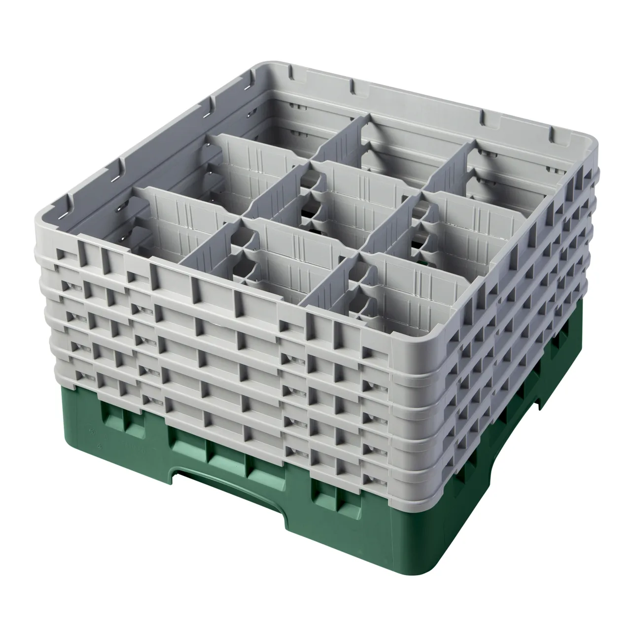 Cambro 9S958119 Camrack Glass Rack, Full Size, Sherwood Green, 9 Compartments, 19-3/4 x 19-3/4 x 12-1/8, 5-7/8 Max Dia, HACCP Compliant