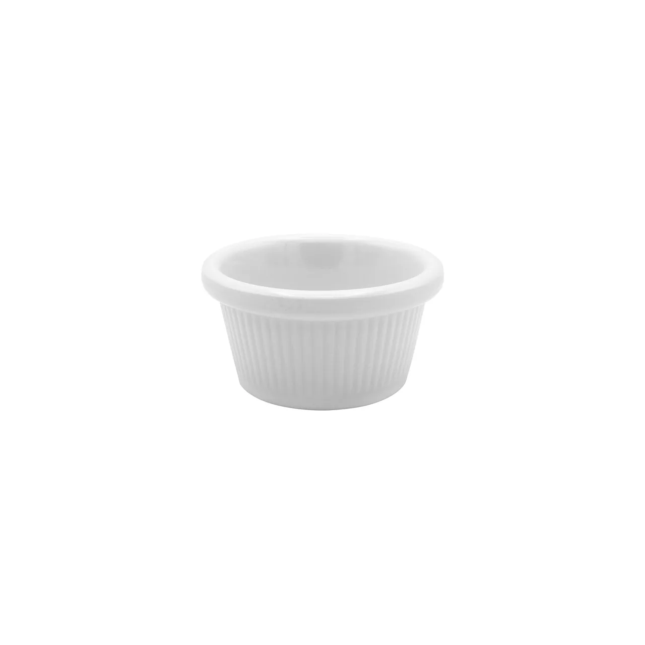 CAC China MRKF-1F - White Melamine Ramekin, 1.5 oz, 2.5" x 2.5" x 1.375" Platter - 1 Dozen
