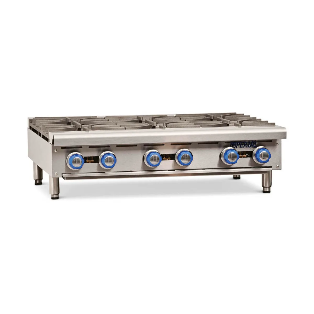 Imperial IHPA-6-36 36" Countertop Gas Hotplate with (6) Burners, Manual Controls, 192.000 BTU