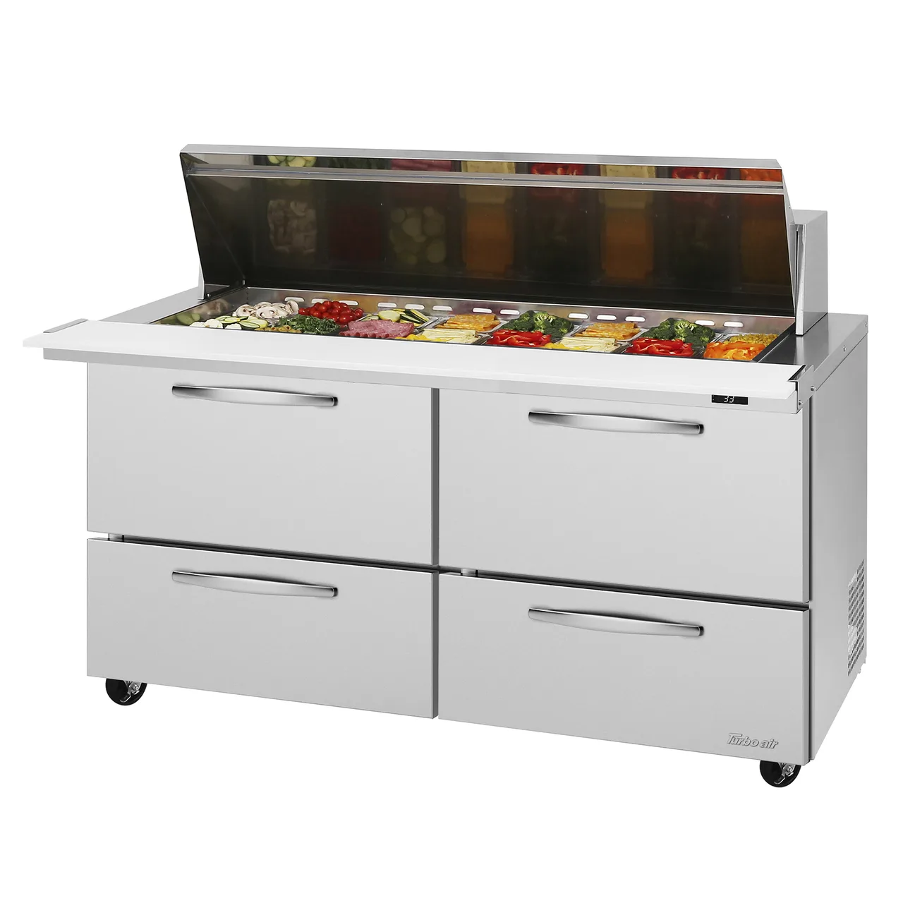Turbo Air PST-60-24-D4-N 60" Mega Top Sandwich/Salad Prep Table w/ 4 Drawers, 24 Pans