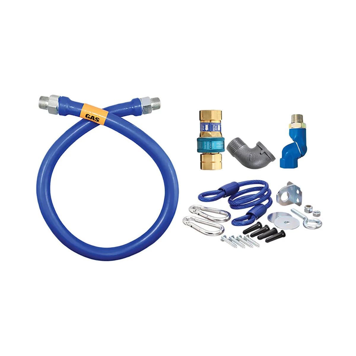 Dormont 16125BPQSR60 SnapFast 60" Gas Connector Kit w/ One Swivel, Restraining Cable, 1-1/4" Diameter