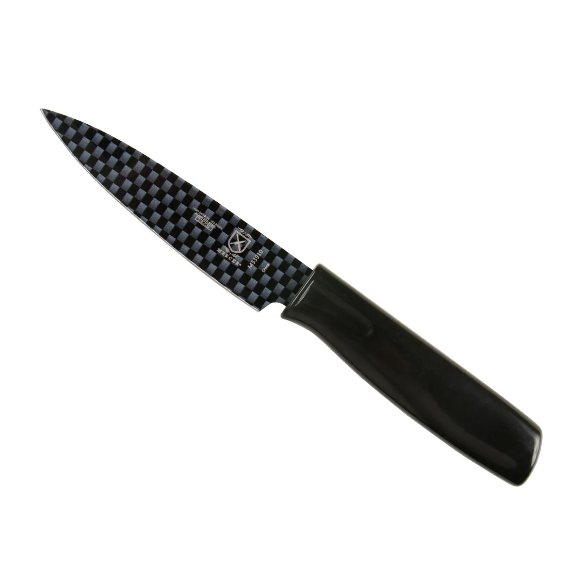 Mercer M33910 Paring Knife - 4" Stamped Spear‑Point, Steel Non‑Stick Blade, Black ABS Handle, Sheath