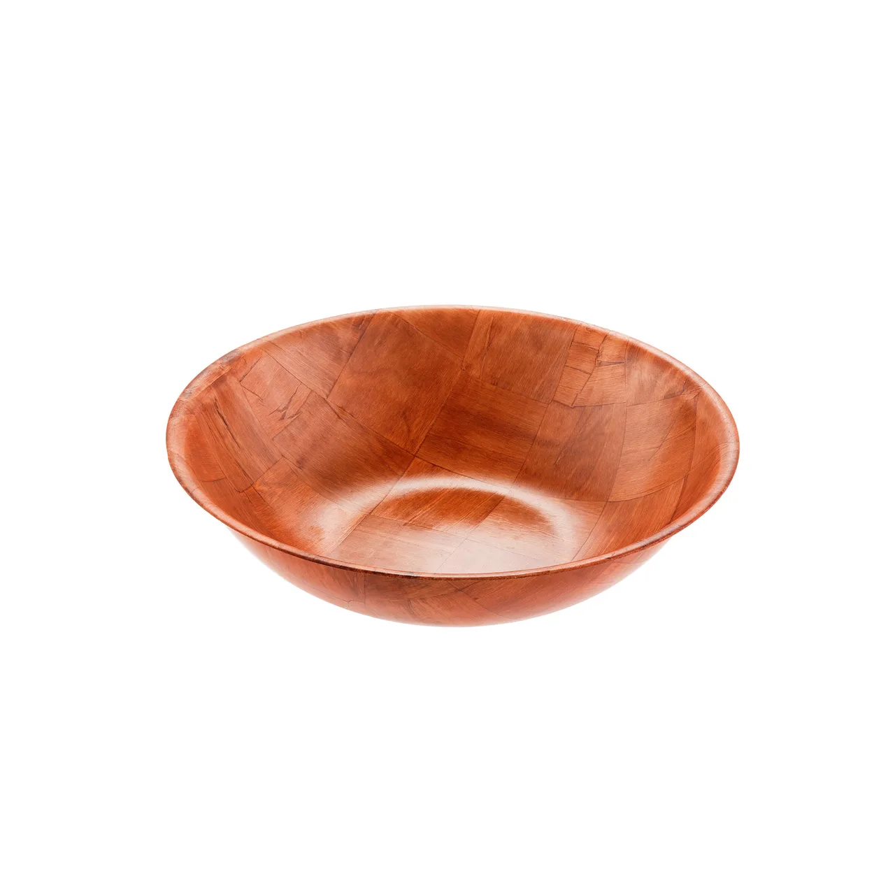 CAC China TWSB-12 12" Round Wooden Bowl, Woven Wood, Stain, Acid, Oil, Odor‑Resistant Finish