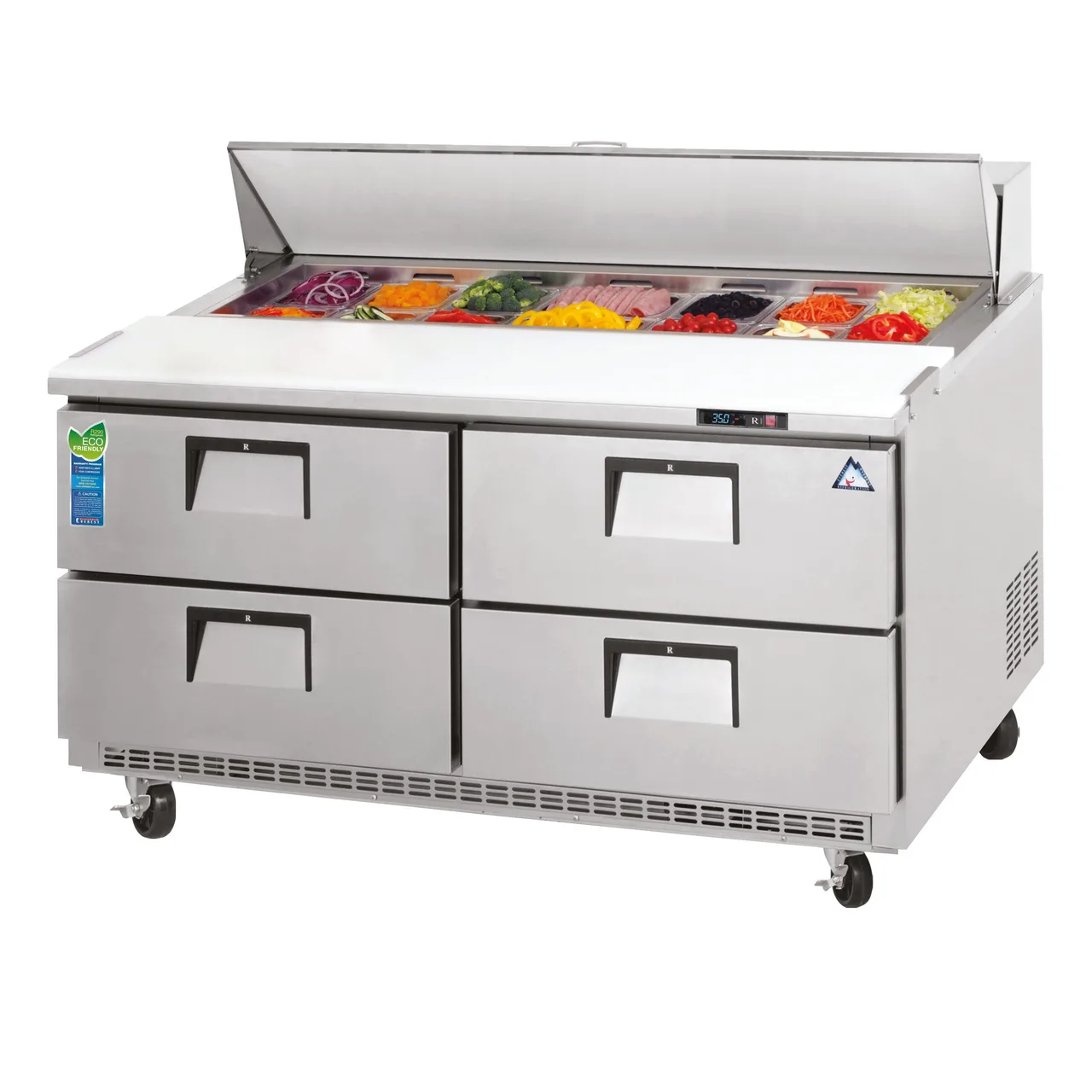 Everest EPBNR2-D4 47" Two Section Refrigerated Sandwich/Salad Prep Table w/ 4 Drawers, 12 Pans