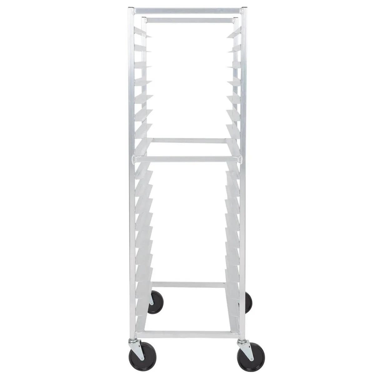 Lakeside 8522 18 Pan End Load Aluminum Roll-In Cooler Rack w/ Angle Ledges, 2" Bottom Load Slides