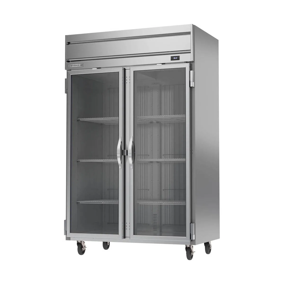 Beverage Air HR2HC-1G 52" 2-Section Reach-In Refrigerator w/ 2 Glass Full Doors, Top Mounted, 1/3 hp, 47 cu. ft.