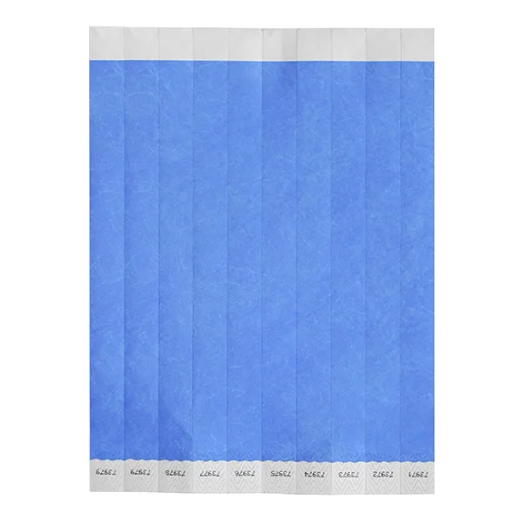 Winco WB-100B-S Bar Maid Wristbands, 3/4" W x 9.5" L Tyvek No-Tear, Seq #ed, Blue Solid - 500/Pack
