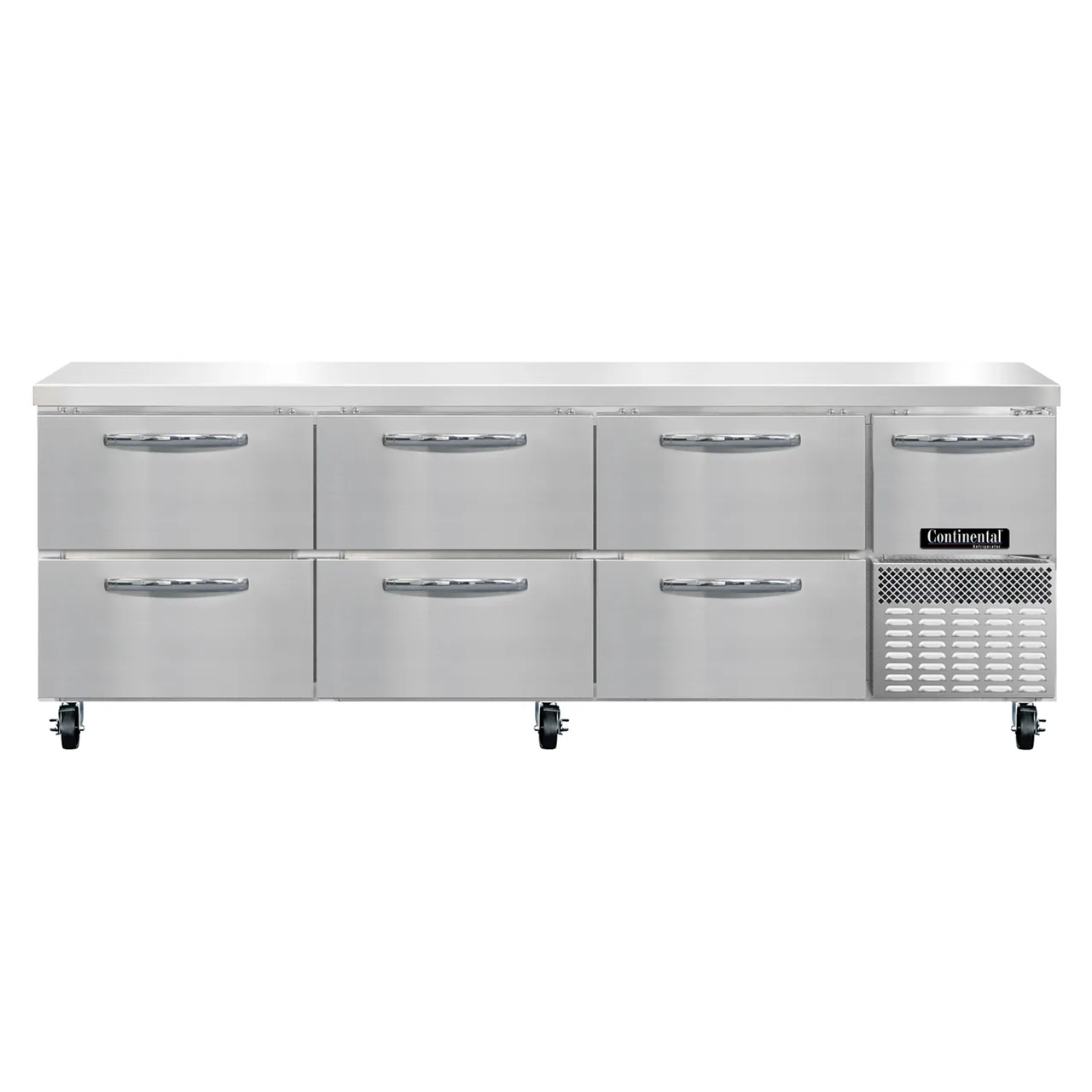 Continental Refrigerator RA93SN-D 93" Worktop Refrigerator w/ 6 Drawers & 1 Half Door