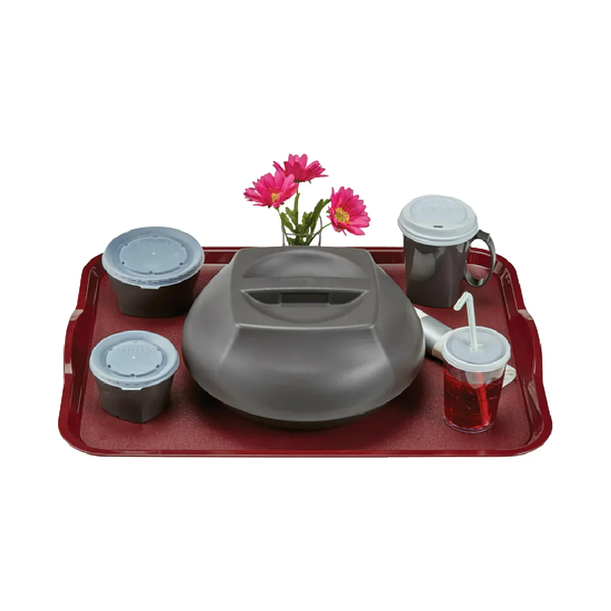 Cambro 1418CWH488 Rectangular Tray, 14" x 18", Dark Cranberry PC- Stacking Lugs NSF Dishwasher Safe