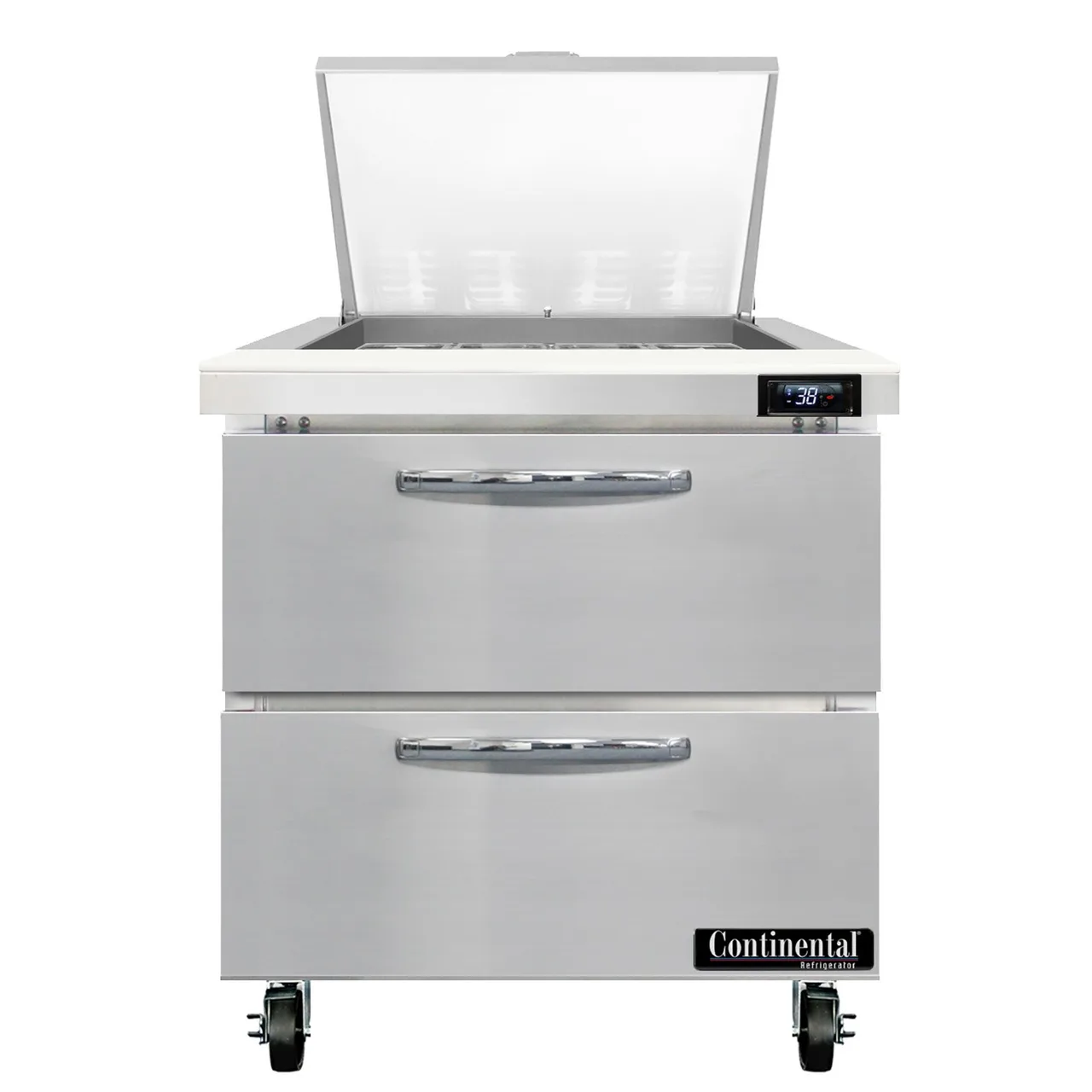 Continental Refrigerator SW32N12M-D 32" Mega Top Sandwich Prep Table w/ 2 Drawers, 12 pans