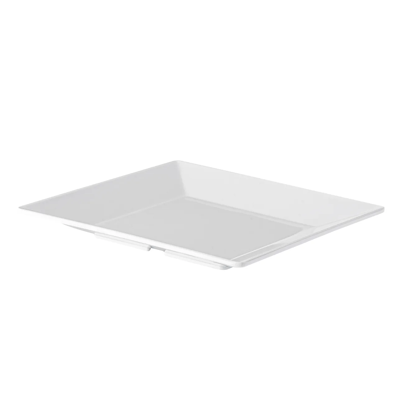 CAC China MLKS-21 King Plate, 12" x 12" Square, White Porcelain, Flat Edge, Medium Rim - Dozen