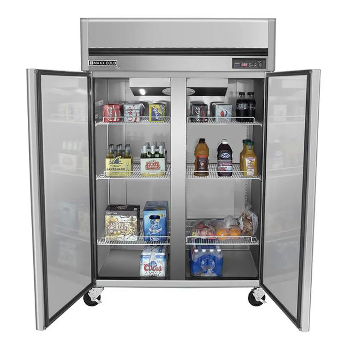 Maxx Cold MCRT-49FDHC 54" 2-Section Reach-In Refrigerator w/ 2 Solid Doors, Top Mount, Stainless Steel, 43 cu. ft