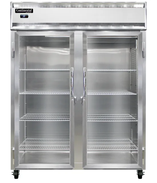 Continental Refrigerator 2RENSSPT-GD-SD 57" 2-Section Pass-Thru Refrigerator, 52 cu. ft., Glass & Solid Doors