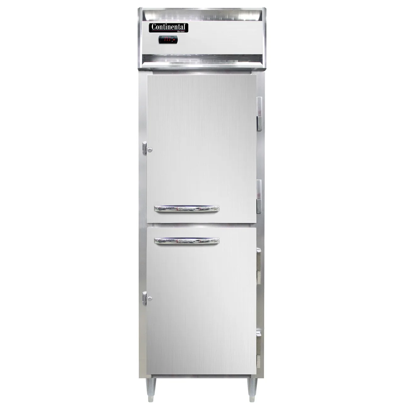Continental DL1W-SS-HD 1-Section Heated Holding Cabinet, 21 cu ft, 3 Shelves, Stainless Steel, Half-Height Solid Doors