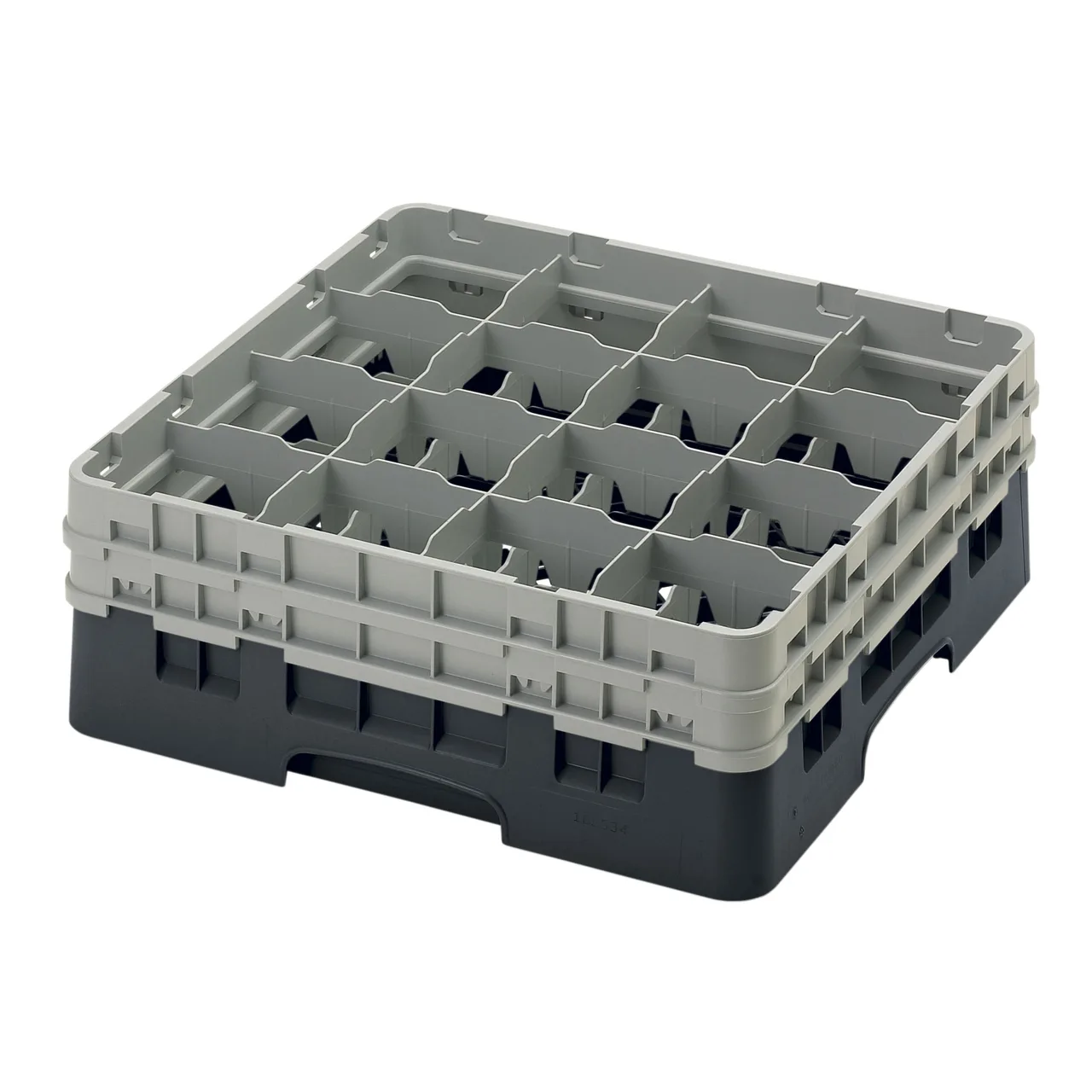 Cambro 16S534110 Camrack Glass Rack, Black, Full Size, 19-3/4" x 19-3/4", 16 Compartments, 4-3/8" Max Dia, HACCP