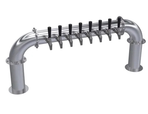 Krowne KPTP-8A Pipe Tower, 45" OA Draft Beer Dispenser, Stainless Steel, 2-Column, Eight Taps