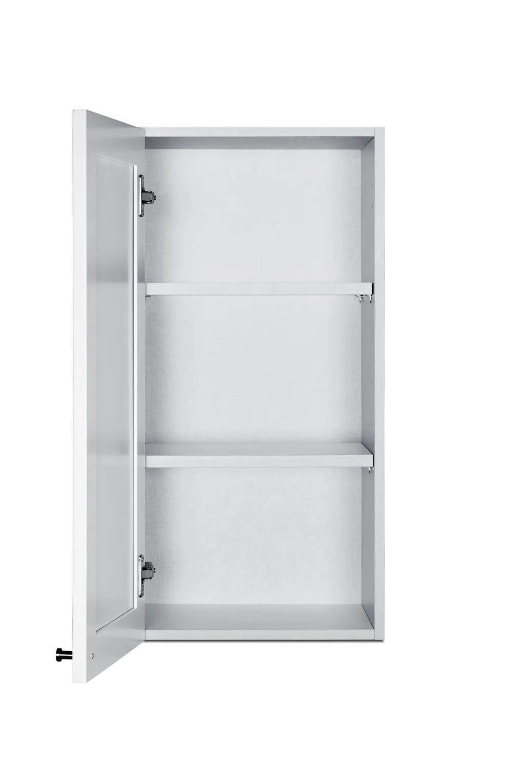 Summit CABWH1530L 15"W x 30"H Wall-Mounted Hinged Cabinet, Clean White Finish, Brushed Nickel Knob