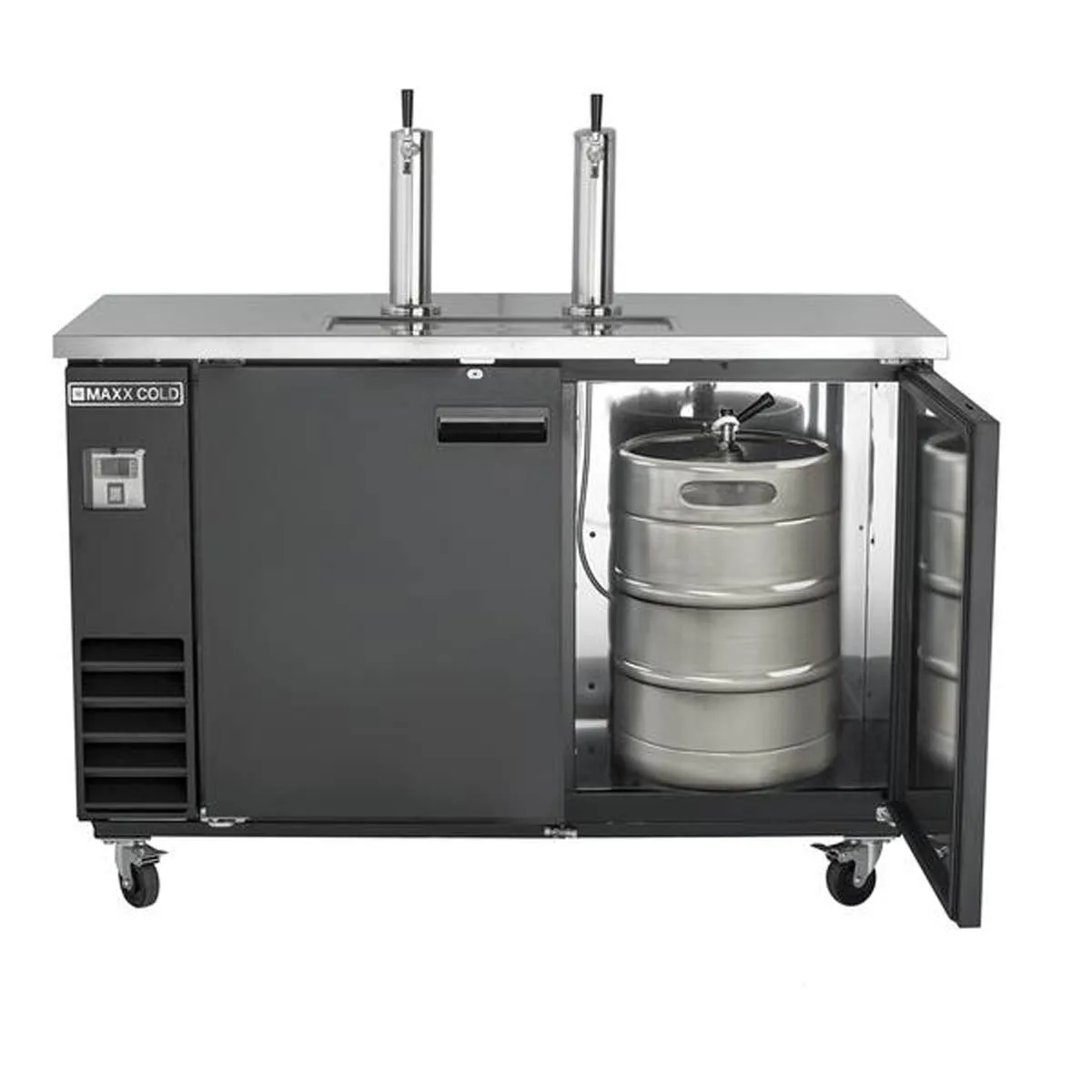 Maxx Cold MXBD60-2BHC 61" Draft Beer Cooler w/ 2 Kegs, 14.2 cu. ft., 2 Single-Tap Towers