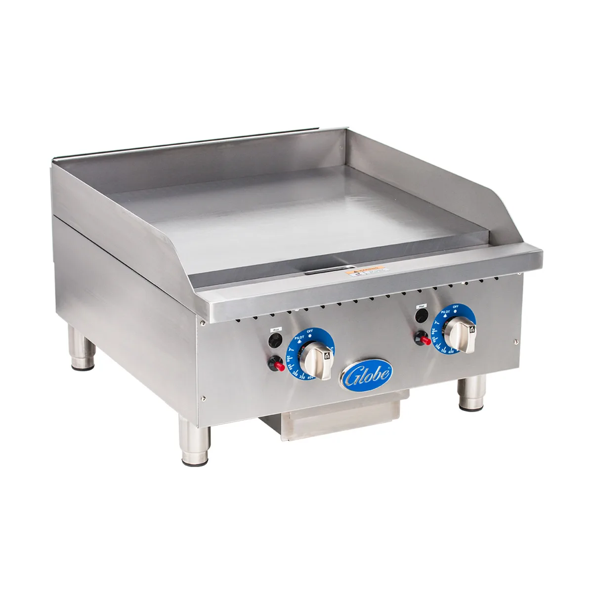 Globe GG24TG 24" Countertop Gas Griddle, Thermostatic Controls, 1" Steel Plate, 60.000 BTU
