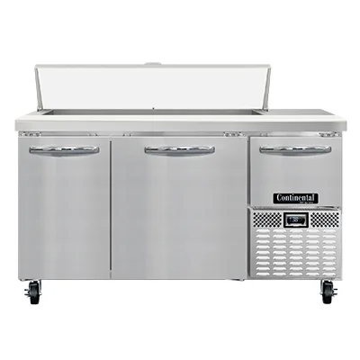 Continental Refrigerator RA60N12 60" 3-Door Sandwich and Salad Prep Table, 12 Pans