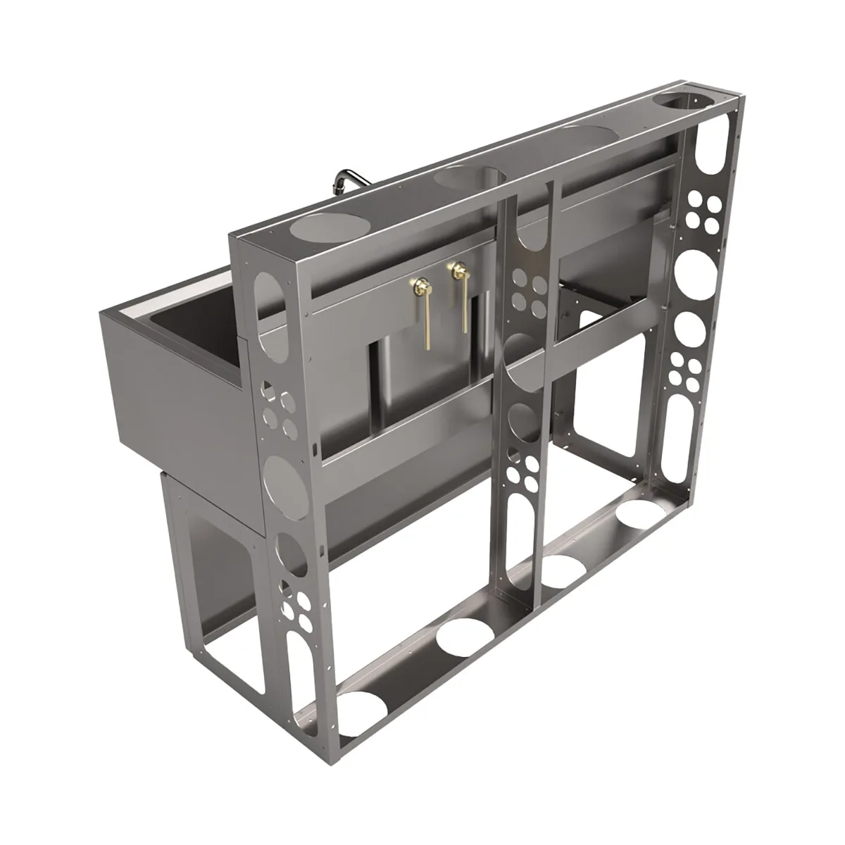 BK Resources UBDW-18-348LS Underbar Sink Units, 3 Compartment with Left Drainboard