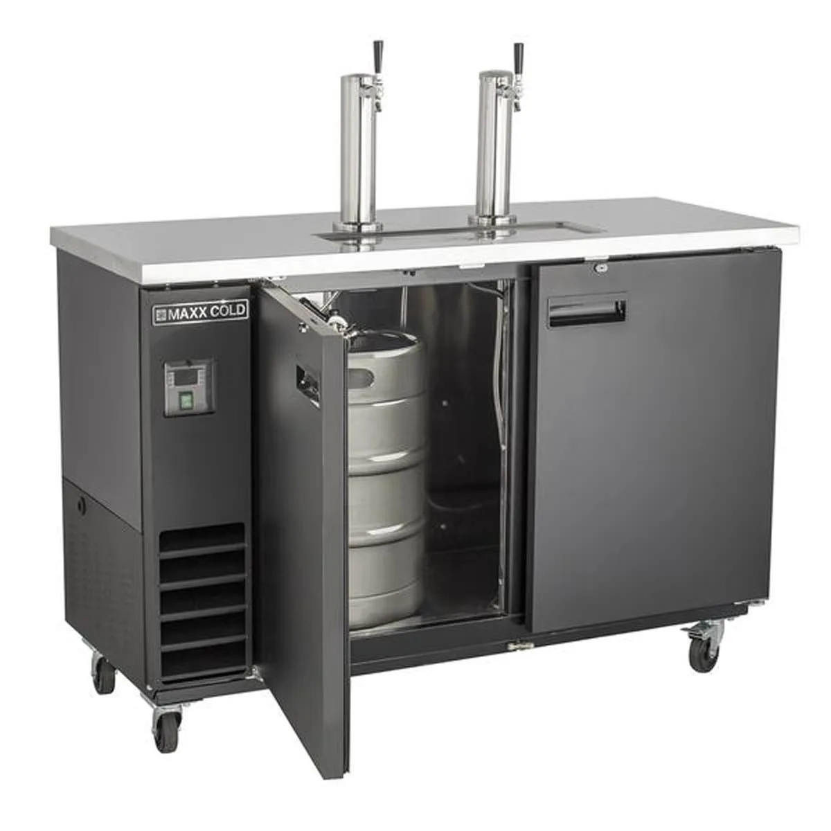 Maxx Cold MXBD60-2BHC 61" Draft Beer Cooler w/ 2 Kegs, 14.2 cu. ft., 2 Single-Tap Towers
