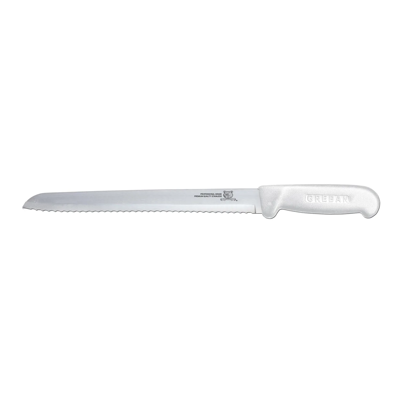 Omcan USA 12634 Slicing Knife – 8" Narrow Blade, Stamped Style, White Polypropylene Handle