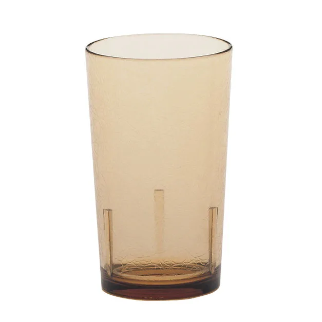 Cambro D12609 Tumbler, 12 oz Amber, 2-15/16" Diameter, Crackled SAN Plastic, Rolled Rim, USA