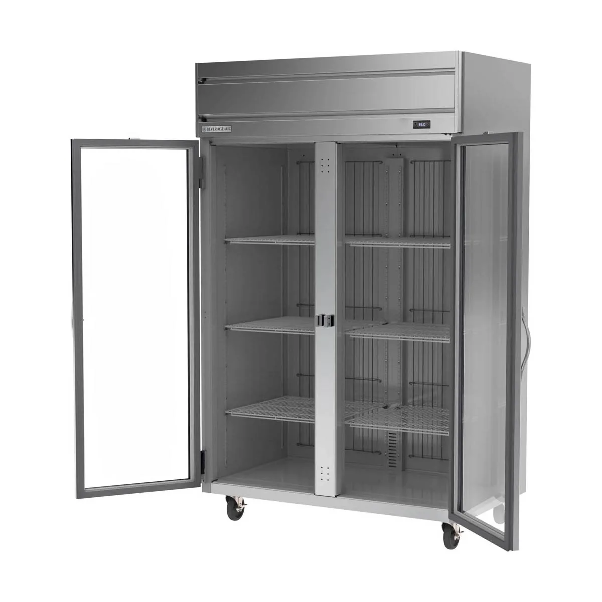 Beverage Air HR2HC-1G 52" 2-Section Reach-In Refrigerator w/ 2 Glass Full Doors, Top Mounted, 1/3 hp, 47 cu. ft.