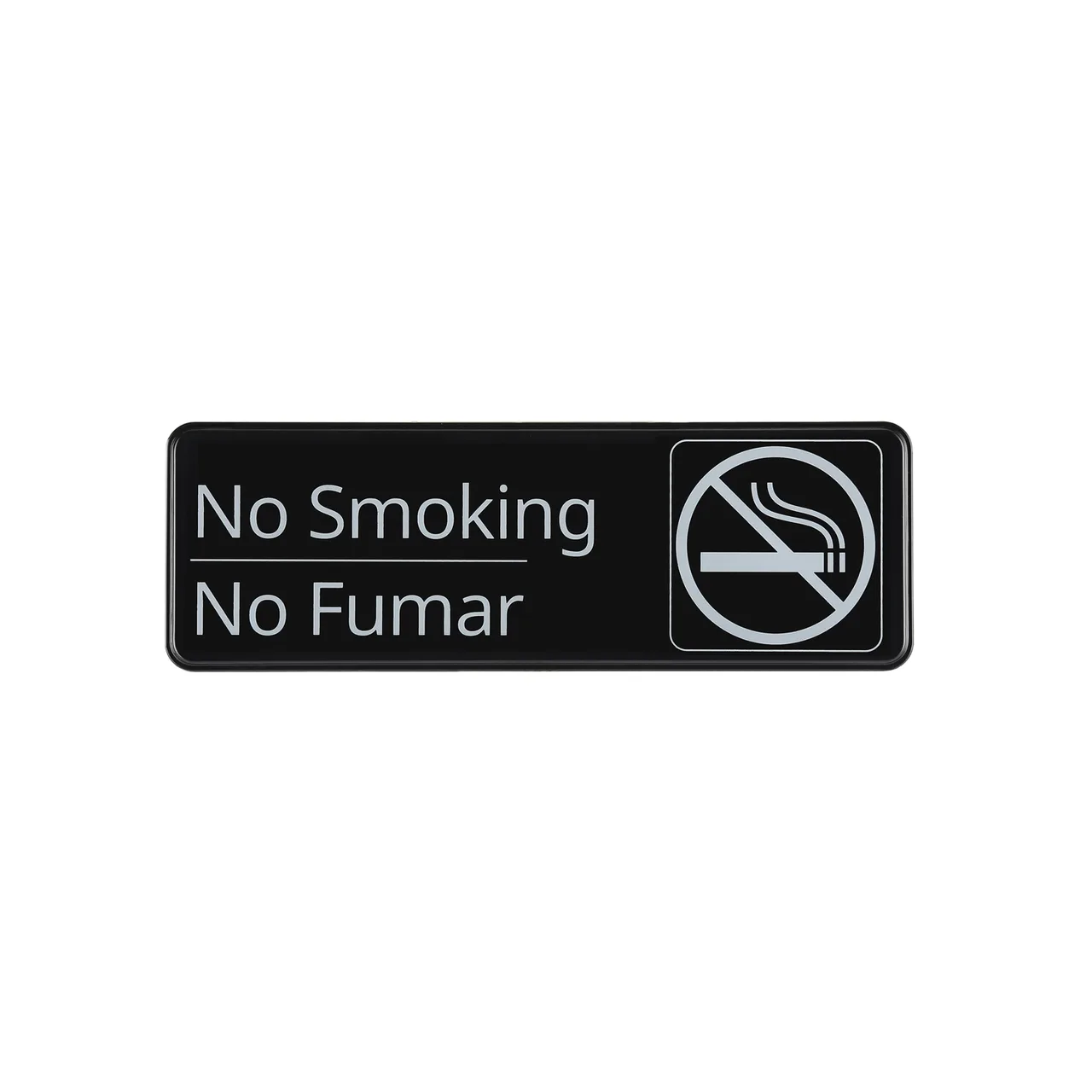 CAC China SCS3-NM06 No Smoking Compliance Sign, 9" x 3", Heavy-Duty Plastic, Black, English/Spanish