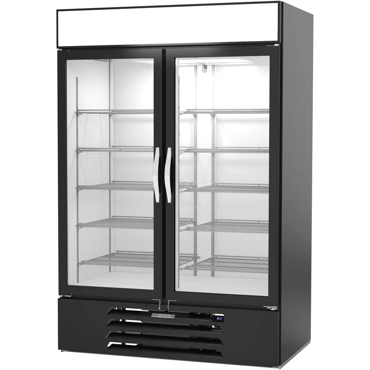 Beverage Air MMR49HC-1-B-IQ 52" Two Section Merchandiser Refrigerator in Black, 46.15 cu. ft.
