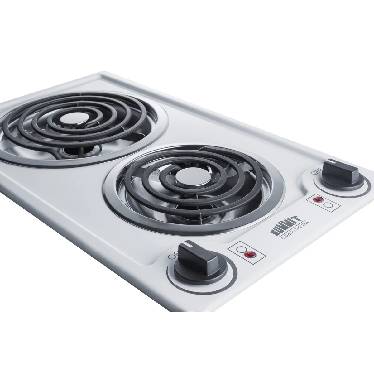 Summit CCE211WH 12" Electric Radiant Cooktop w/ (2) Spiral Burners, Manual Controls, White Porcelain, 1.5 kW, 115v