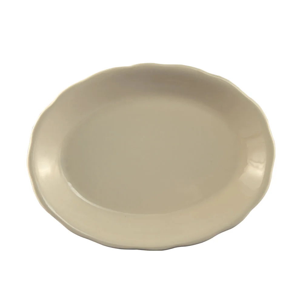 CAC China SC-40 Oval Platter, 7-1/2"L x 5-3/4"W x 7/8"H, White Stoneware, Dishwasher Safe - Dozen
