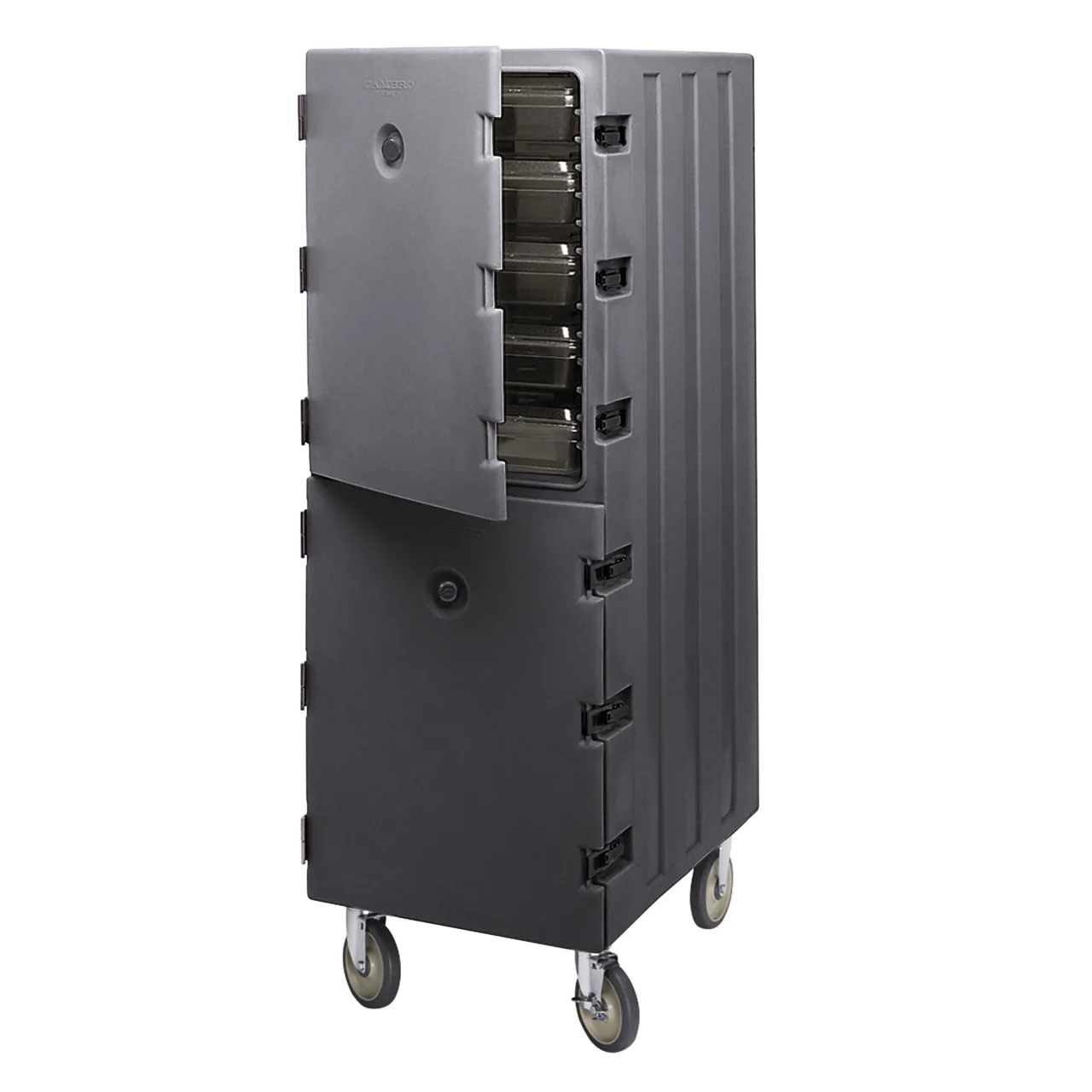 Cambro 1826DBC615 Camcarts Insulated Food Storage Box Carrier, Non-Electric ,Charcoal Gray, Double Compartment