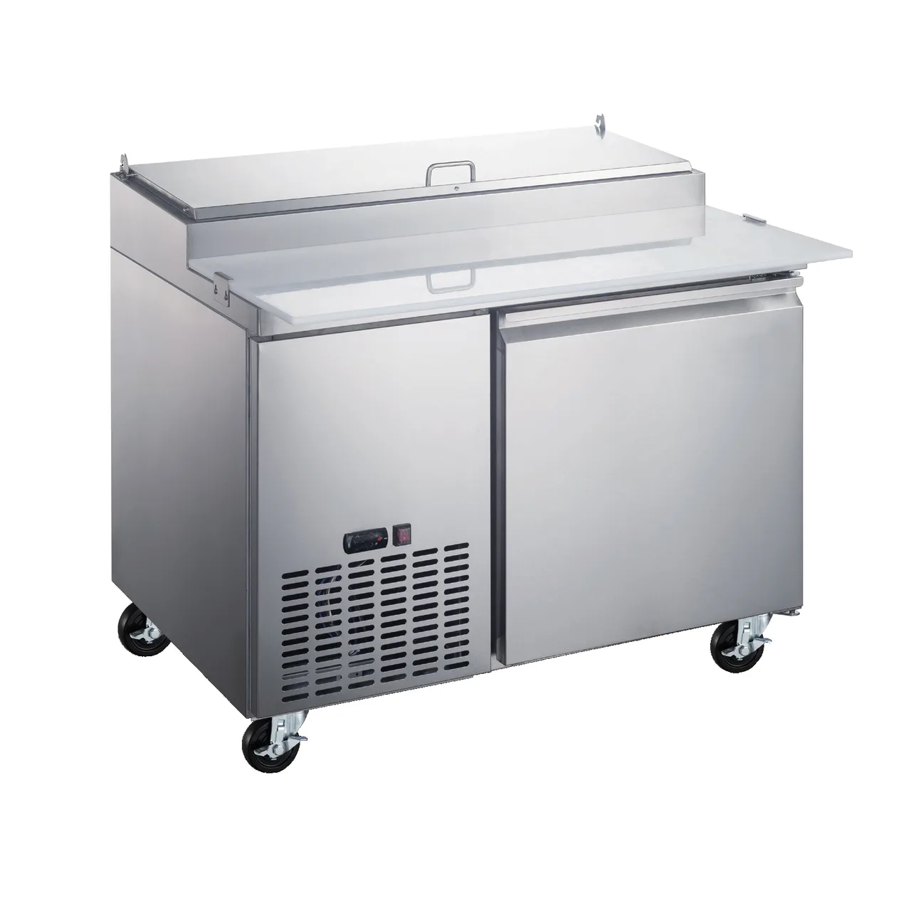 Omcan USA 50042 49" 1-Section Refrigerated Pizza Prep Table w/1 Door, (6) 1/3 Pans