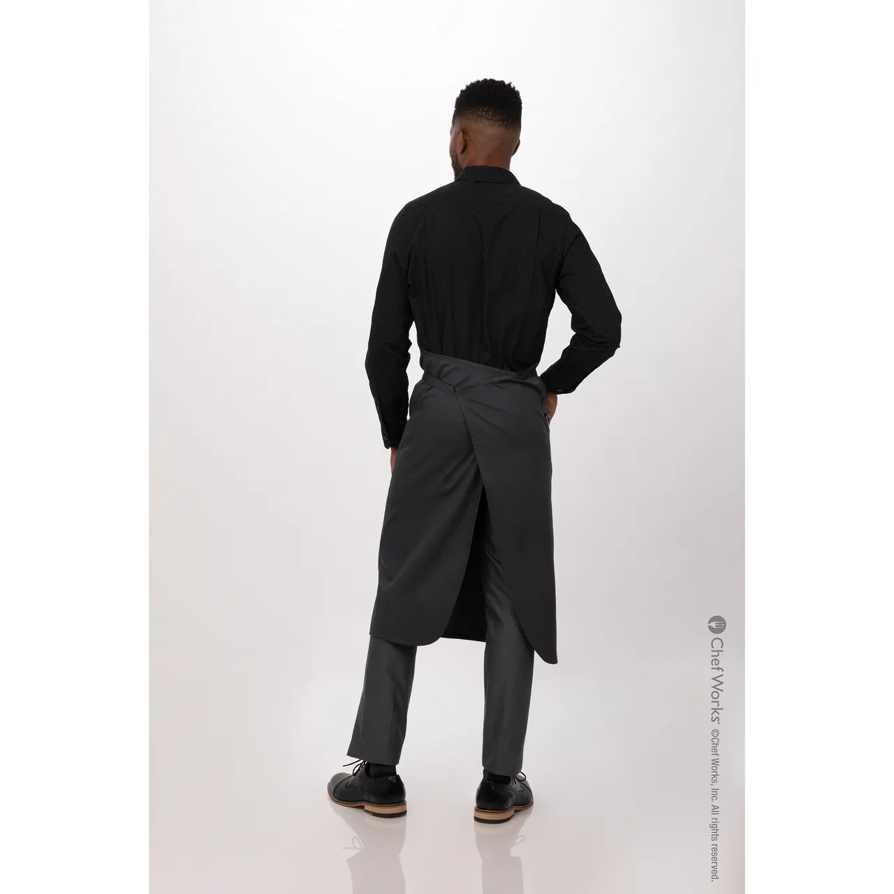 Chef Works ACN01-CHR-0 Bib Apron, 40"L x 43"W, Elastic Neck Strap, Pocket, Charcoal, 65/35 PolyCot