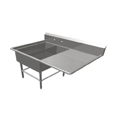 John Boos 2PB1431-1D18R 50" Two Compartment Sink, 14"W x 31"L Bowl With Right-Hand Drainboard