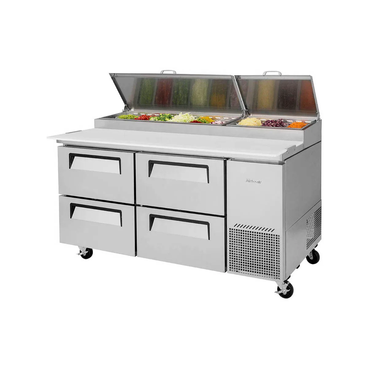 Turbo Air TPR-67SD-D4-N 67" Refrigerated Pizza Prep Table w/ 4 Drawers, 20 cu. ft.