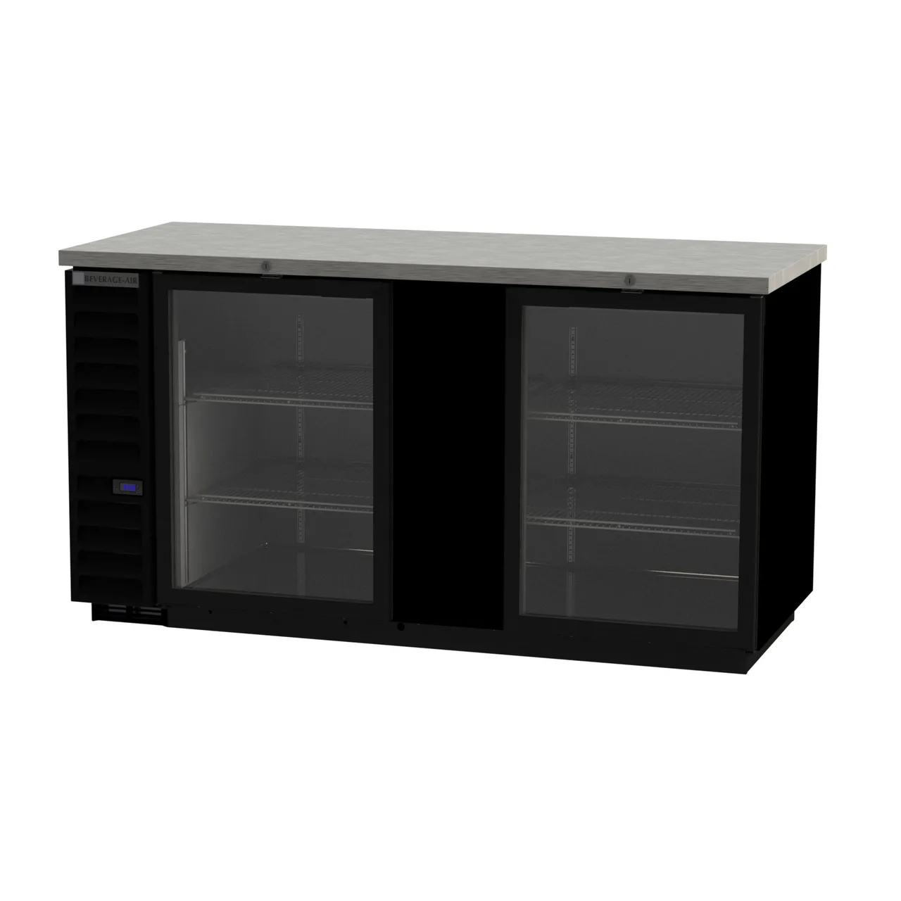 Beverage Air BB68HC-1-G-B 69" 2 Section Black Back Bar Refrigerator with Glass Door