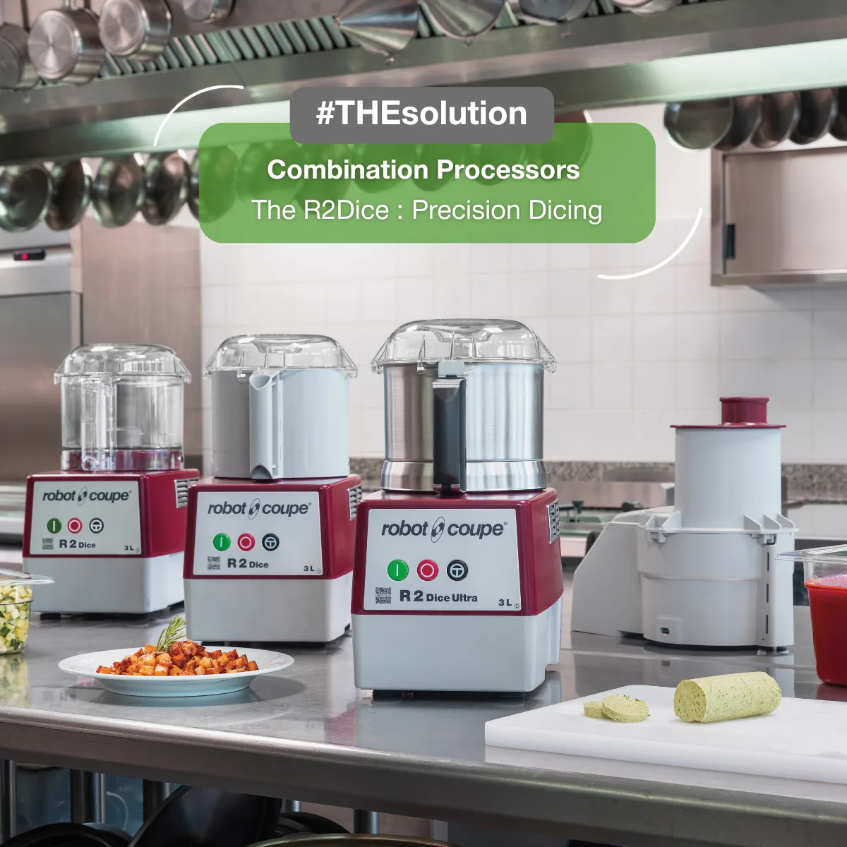 Robot Coupe R2U Commercial Food Processor, 3 L Stainless Steel Bowl, 1 hp, 1725 RPM