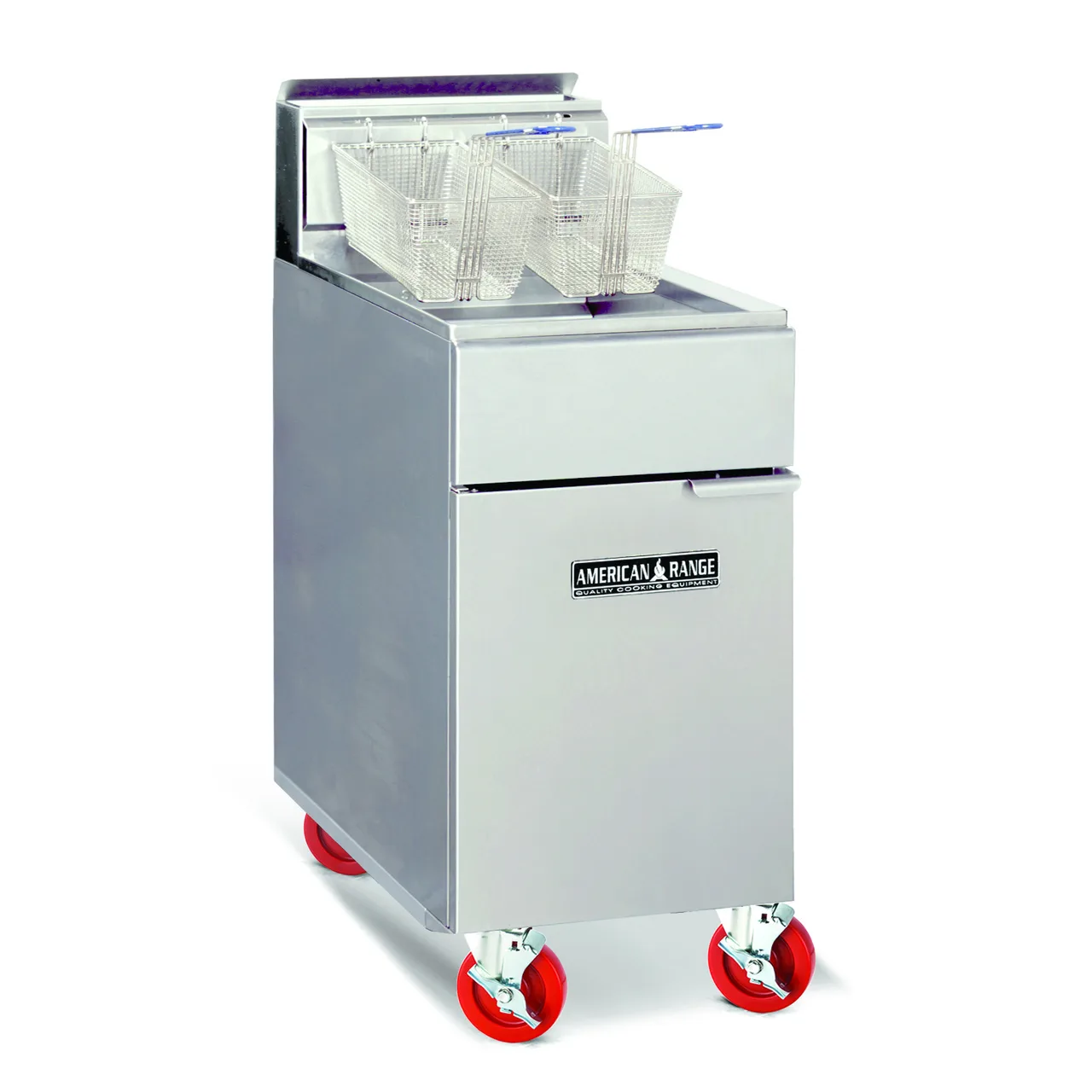 American Range AF-25 Full Pot Floor Model Gas Fryer w/ 30 lbs Capacity, Thermostat Control, 80.000 BTU
