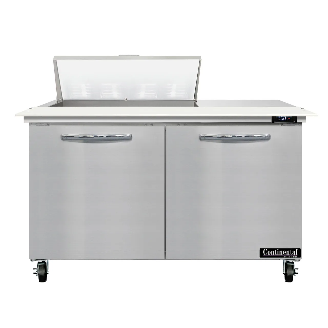 Continental Refrigerator SW48N8C 48" Sandwich / Salad Prep Table w/ 2 Doors, 8 Pans